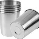 EVERMARKET 6 Pack 8 Ounce 230ml Stainless Steel Cups Shatterproof Pint Drinking Cups Metal Drinking Glasses for Kids and Adults