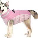 Lelepet Dog Coat Warm Dog Winter Coat Waterproof Dogs Jacket with Harness Built in Reflective Pet Fleece Vest Zip-Up Cold Weather Coats for Extra Large Dogs Turtleneck & Windproof Coats Great Dane 3XL (Pink)