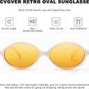 SCVGVER Retro Oval Sunglasses for Women Men, 90s Vintage Small Cat Eye Sun Glasses Y2k Trendy Narrow Shades, UV Protection