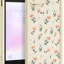 Case for iPhone SE/8/7, Pretty Pattern Design for Girls Women Silicone Cover, Soft TPU Material, Thicker Frame Shockproof Protective Girly Case for iPhone SE/8/7 (Green Floral)