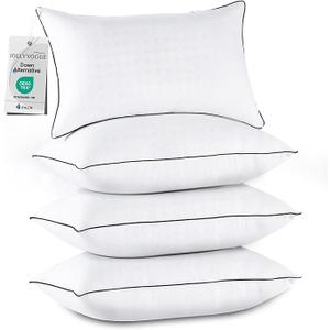 JOLLYVOGUE Pillows King Size Set of 4, Cooling and Supportive Bed Pillows with Super Soft Down Alternative Fill, Hotel Quality for Side, Back, and Stomach Sleepers, 4 Pack