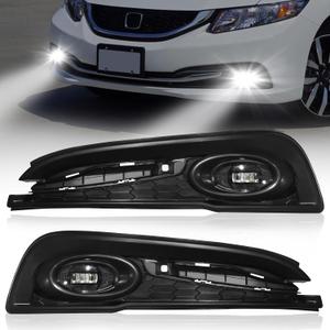 LED Fog Lights Fit for 2013 2014 2015 Honda Civic 4-Door Sedan,1 Pair Driving Fog Lamps, Front Bumper Fog Lamps Replacement with Wiring Harness,Clear Lens (2013-2015, LED)