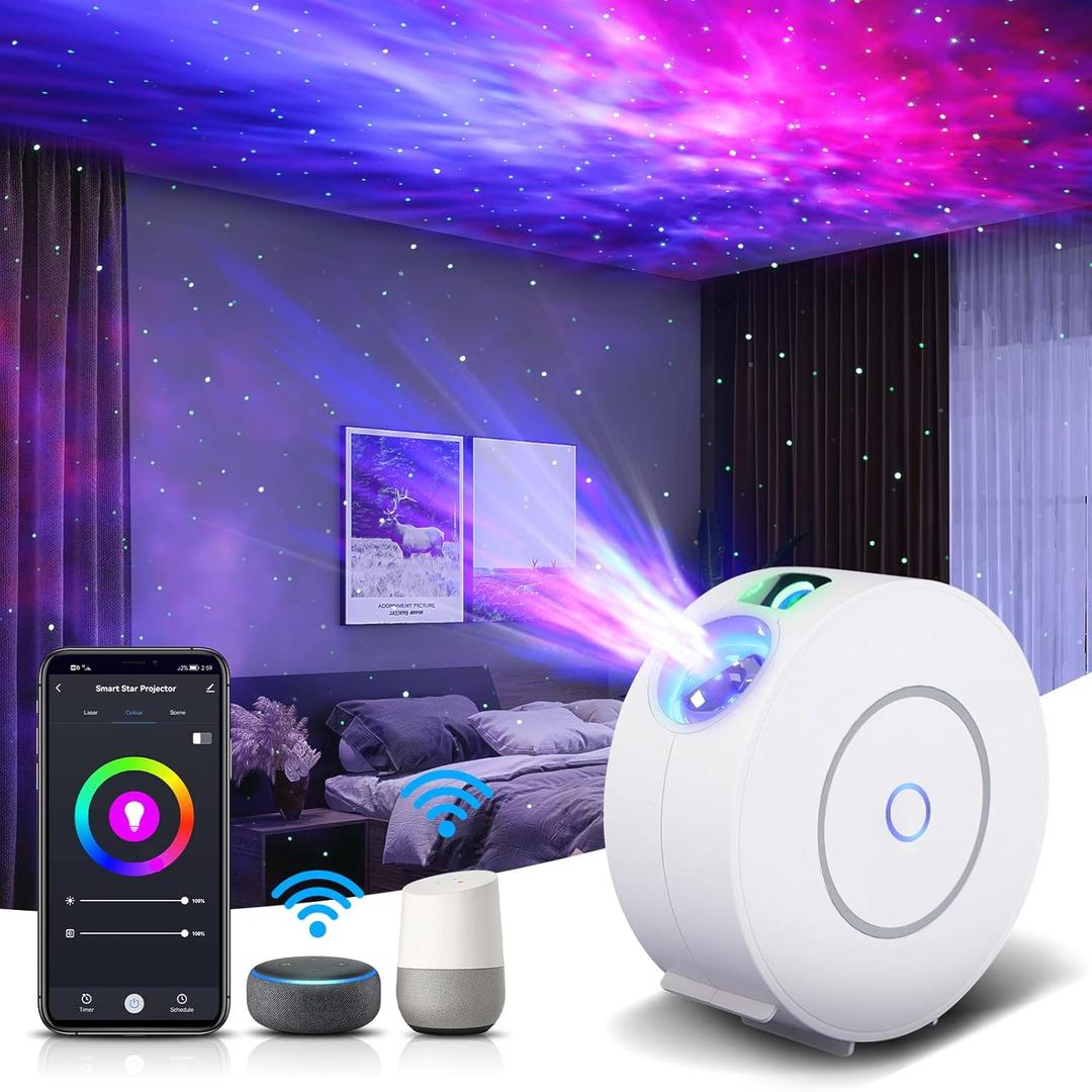 Galaxy Projector for Bedroom, Star Projector Galaxy Light, Smart APP&Voice Control, Northern Lights Projector, Nebula Lamp, Night Light Projector for Room Decor, Christmas Gifts for Grandkids Teens (SK20-White)