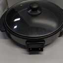 OVENTE 12 Inch Electric Skillet and Frying Pan with Nonstick Coating, 1400W Power, Adjustable Temperature Control, Tempered Glass Lid with Vent and Cool Touch Handles, Black SK11112B