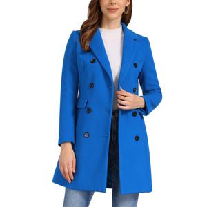Allegra K Women's Winter Coat Elegant Notched Lapel Double Breasted Trench Coat, XS