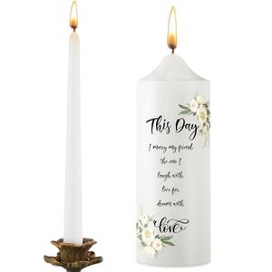 Frienda Unity Candles for Wedding Ceremony Set Wedding Unity Taper Candles Catholic Religious Ceremony Accessories(Eucalyptus Leaf)