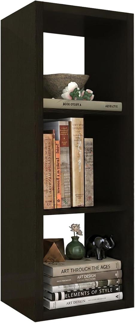 CTESNE2026 Wooden Thick Frame 3 Cube Storage Organizer Shelf with Anti-Tipping Kits + Reversible Open Back Bookcase, Horizontal and Vertical Dual-useChocolate,11inch