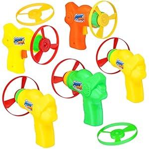 Srenta 12 Pack Flying Disc Shooters for Kids, Interactive Cat Fetch Spinning Saucer Launcher, Indoor & Outside Toys, Party Favor Frisbees, Cat Propellers