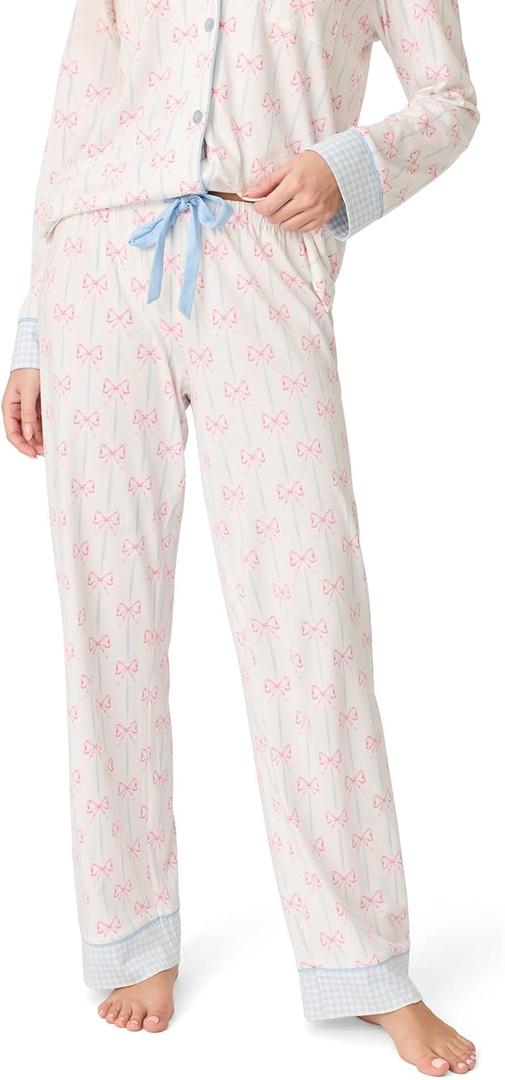 PJ Salvage Women's Playful Prints Open Leg Pj Pants (White, XS)