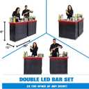 GoBar Portable Double Bar Table Set with Multi-Color LED Lights - Mobile Bartender Station for Events - Includes Carrying Case, 39 x 36 x 15 inches