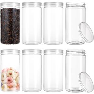 8 Pcs 46oz/1360ml Clear Plastic Jars with Lid, Large Plastic Storage Jars, Round Candy Buffet Jar, Wide Mouth Empty Clear Mason Jar for Dry Food Spice Nuts Candy Cookies Snacks 8 Pcs 46oz/1360ml Clear Plastic Jars with Lid, Large Plastic Storage Jars, Round Candy Buffet Jar, Wide Mouth Empty Clear Mason Jar for Dry Food Spice Nuts Candy Cookies Snacks