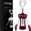 Beneno Wine Opener, Zinc Alloy Premium Wing Corkscrew with Multifunctional Bottles Opener, Sharp Wine Corkscrew with Ergonomic Non-Slip Wing Handle, Purple
