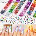 Teenitor 12 Sheets Nail Art Sticker Self-Adhesive, Flower Nail Stickers 5D Embossed Nail Decals, 5 Boxes Nail Glitter Sequins Flakes, Nail Art Design Tools Self Adhesive