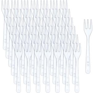 Skylety 500 Pcs Plastic Mini Forks 3.7 x 0.6 Inch Tiny Small Disposable Appetizer Cocktail Tasting Forks Utensils for Fruit Dessert Cakes Serving Supply(Clear) (Transparent)