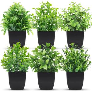 Der Rose 6 Pack Fake Plants Mini Artificial Plants for Home Office Farmhouse Bathroom Shelf Decor Indoor