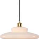 Mid Century Pendant Light Fixtures Modern Gold Brass Kitchen Island Chandelier Lamp 12.59" Shade 1-Light Milk White Glass Large Pendant Lamps for Dining Table Bedroom Hallway