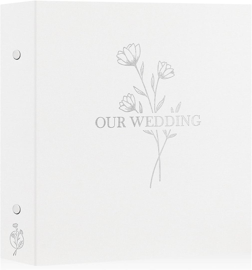 Lankan Wedding Photo Album 4x6 1000 Pocket Photos Slip in, Linen Cover Large Capacity Newlywed Marriage Album Hold 1000 Horizontal Vertical Photos (Flower, White)