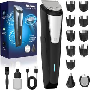 Valano Beard Trimmer Hair Clippers for Men All-in-One Self-Sharpening Electric Men's Cordless Rechargeable Mustache Grooming Kit Gift for Ear Nose Body Public