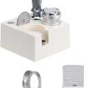 IKAPE 58mm Espresso Tamper Kit Silver 7 IN 1, Coffee Tamper Set comprising a Tamper, Distributor, Magnetic Dosing Funnel, Puck Screen, Station, WDT Tool, along with a Cleaning Towel and Brush