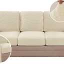 H.VERSAILTEX Multi-Pieces Sofa Covers Stretch Couch Covers Form Fitted Seats and Back Cushions Covers (3 Seat Covers Plus 3 Back Cusion Covers, Bonus 2 Armrest Covers), Natural