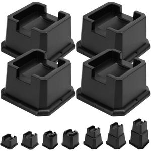 shouwuhho Bed Risers 2 inch, Furniture Risers Elevation in Heights 2 Inch Heavy Duty, Bed Lift Risers for Caster Wheels or Posts of Bed Table Couch, Support up to 6000 lbs, Black, 4 Pack