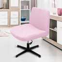 Sunflower Jacquard Armless Chair Cover, Elastic Criss Cross, Mid Back Wide Seat (Pink)