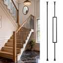WICHEMI 32 Pack Balusters for Staircase Interior, 44" x1/2" Wrought Iron Stair Balusters Indoor Hollow 16 Single Rectangle 16 Straight with 64 Fixed Swivel Shoes