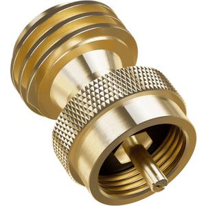 NUPICK Propane Tank Adapter, 1 Lb to 20 Lb Converter, Hook Up Small Propane Tanks to BBQ Grill, 100% Solid Brass Construction (POL)