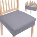 Smiry Stretch Jacquard Seat Covers for Dining Room Chairs Set of 6, Removable Washable Chair Seat Protector Slipcovers, No Rear Covers, Grey