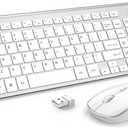 Wireless Keyboard Mouse, JOYACCES 2.4G Compact and Ultra Slim Wireless Keyboard and Mouse for Windows, Computer, Desktop, PC, Laptop-Sliver
