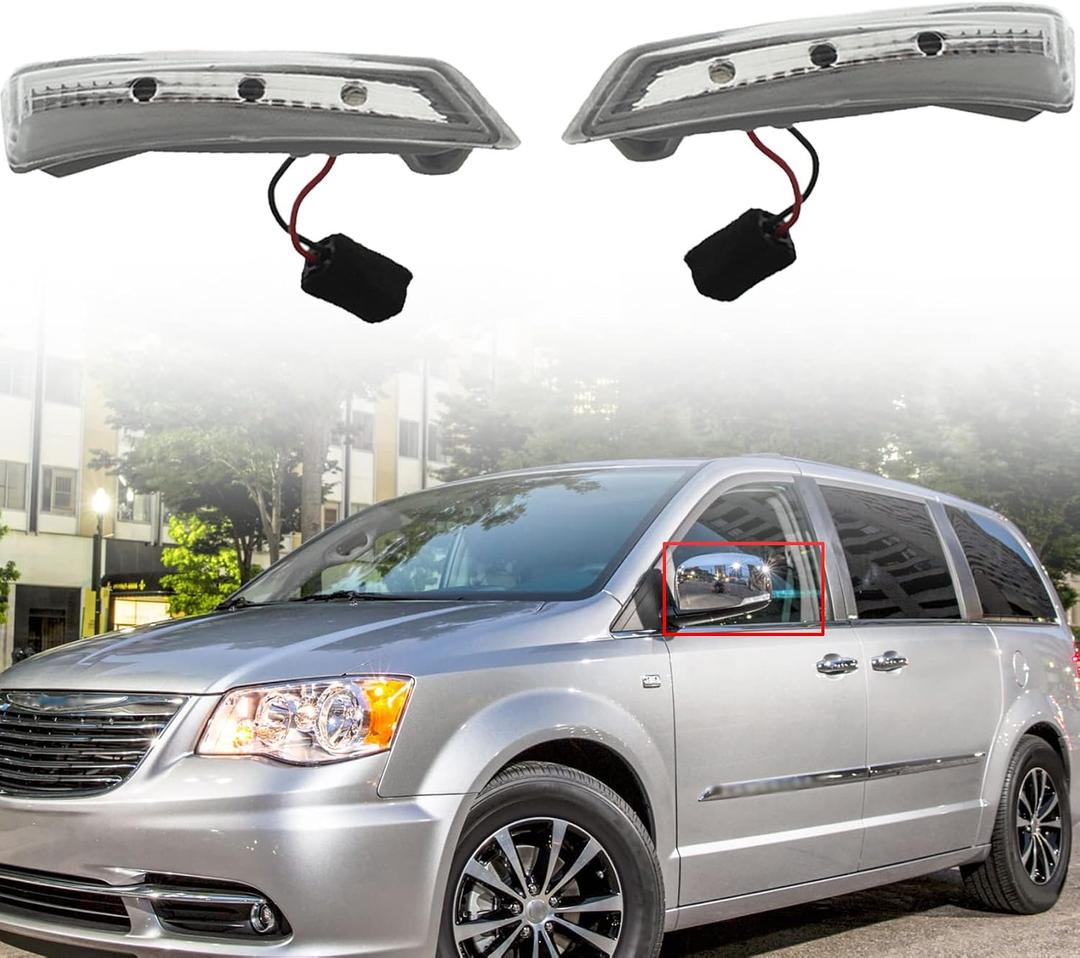 2PCS Outside Door Mirror Turn Signal Light Left Driver and Right Passenger Side Replacement for Town & Country 2008-2016 924-296 924-297 68052078AA 68052079AA