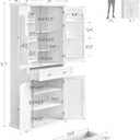 VASAGLE Pantry Cabinet, 71.7-Inch High Freestanding Tall Cupboard Storage Cabinet with a Drawer, 2 Cabinets, 4 Adjustable Shelves, 6 Door Shelves, for Living Room, Kitchen, White UBBC561P31V2