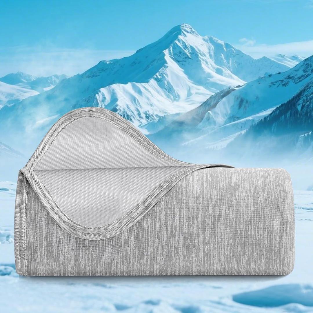 Bamboo Cooling Blanket - Double-Sided Soft Bed Throw Summer Blankets, Breathable Cold Bed Blanket for Night Sweats Sofa Home Office - 59"x79", Light Gray