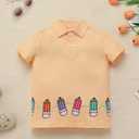 ODASDO Boys Back to School Outfit Pencil Printed Short Sleeve T-shirt Tops and Shorts Set Kids Preschool Kindergarten Clothes (Yellow Blue)
