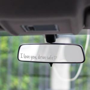 2 x Rearview Mirror Sticker I Love You Drive Safe 3PCS Vinyl Car Decal Interior Mirror Accessories Drive Safe Message (Silver)