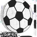 Soccer Piata  Includes Wooden Stick, Blindfold, and Confetti  13"x13"x3"  Perfect for Sports Party Decorations and Soccer Pinatas for Birthday Party