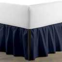 SKY BEDDINGS - Queen Size Ruffled Bed Skirt with Split Corners - 12 Inch Drop Dust Ruffle Bed Skirt with Platform Three Sided Coverage - 100% Microfiber, Navy Blue