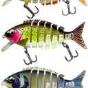 Multi-Segment Bait, Realistic bass Design, Bottom-Fishing Bait for Family Fishing. (Yellow-green)
