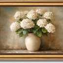 vineolect White Hydrangea Gold Framed Wall Art Vintage Floral Painting Floral Wall Art Cottagecore Nature Picture Shelf Decor Aesthetic Artwork Wall Decor for Living Room Bedroom Kitchen Bathroom 16''x24''