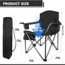 Heavy Duty Folding Camping Chair, 500LBS Capacity, Oversized Padded Outdoor Chair with Cooler Bag and Cup Holder, for Camping, Fishing, Beach (2, Black), 24.8 Inches X 24.8 Inches X 41.34 Inches