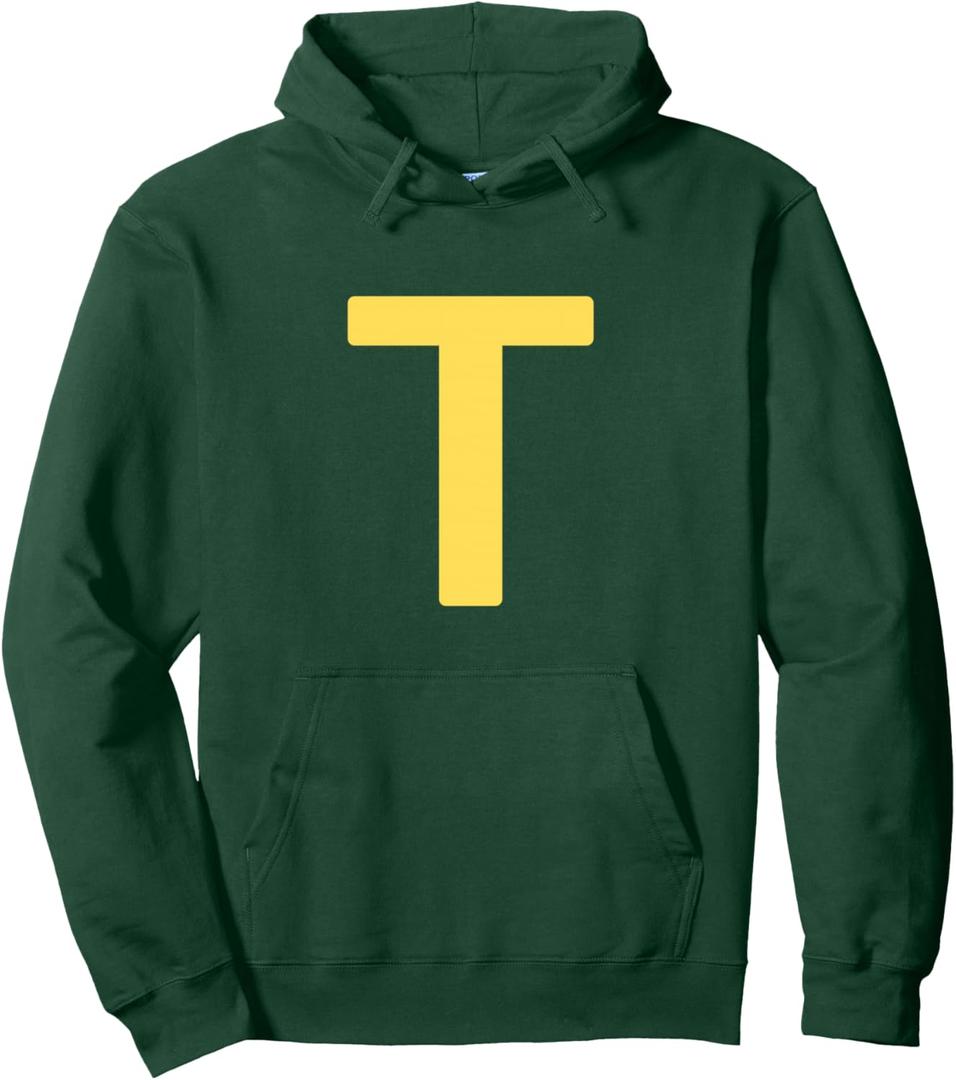 Letter T Funny Group Matching Halloween Costume Pullover Hoodie (Green)