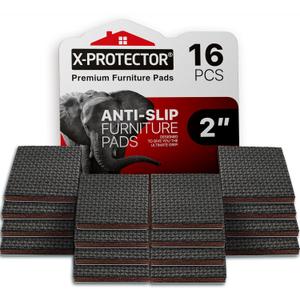 X-PROTECTOR Non Slip Furniture Pads - 16 Premium Furniture Grippers 2"! Self-Adhesive Rubber Feet Furniture Feet - Ideal Non Skid Furniture Pad Floor Protectors - Keep Furniture in Place!