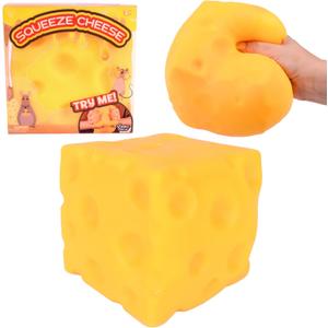 Extra Large Squishy Squeeze Cheese Block, Gag Gifts Funny Adult, 4.25 Inch Giant Stress Ball, Fidget Sensory Toy for Kids, 4.5 inch cube