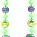 Windy City Novelties LED Light Up 44" Jumbo Bead Necklace with 3 Dynamic Light Modes for Festive Fun (Green/Gold)