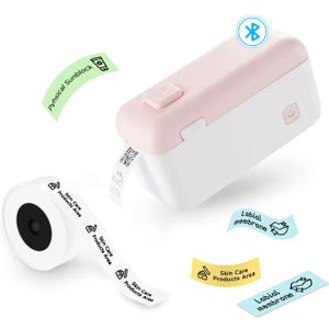 Mini Label Printer - Portable Bluetooth Label Maker Machine with Tape, HP4 Sticker Maker for Kitchen Storage, Home Organization