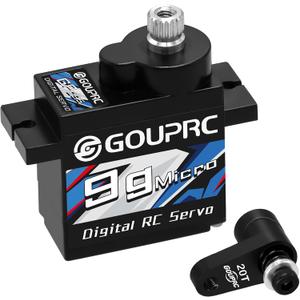 GOUPRC 9G Micro Digital Servo of Metal Gears for ARRMA Granite GROM 1/18 Typhon GROM 1/14 Mini Mojave GROM 1/14 RC Car Buggy Truck, Upgrade Servo Parts with 20T Servo Horn Black