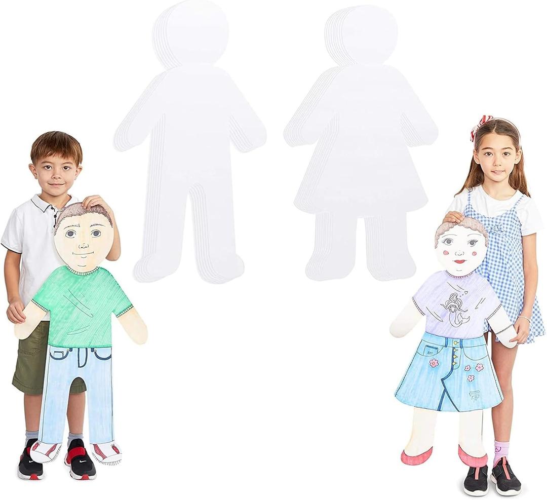 Bright Creations Large Paper People Cutouts for Diversity Crafts, Self Portraits (17.5 x 35 in, 24 Pack)