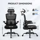 ALLGOD Ergonomic Office Chair, Mesh Desk Chair with Lumbar Support, High Back Home Office Chair with Adjustable Headrest and Flip-Up Arms, Comfortable Computer Chair, Thick Cushion, 300 LBS, Black