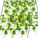 48"x 48" Cucumber Trellis for Raised Bed, Foldable A-Frame Garden Trellis for Climbing Plants Outdoor with Climbing Net, Vegetables Trellis Supports for Tomato Squash Zucchini