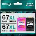 67 Ink Cartridges Black Color Combo Pack - Deskjet 4100 2700 Ink Cartridges (1 Black, 1 Tri-Color, 2 Pack)